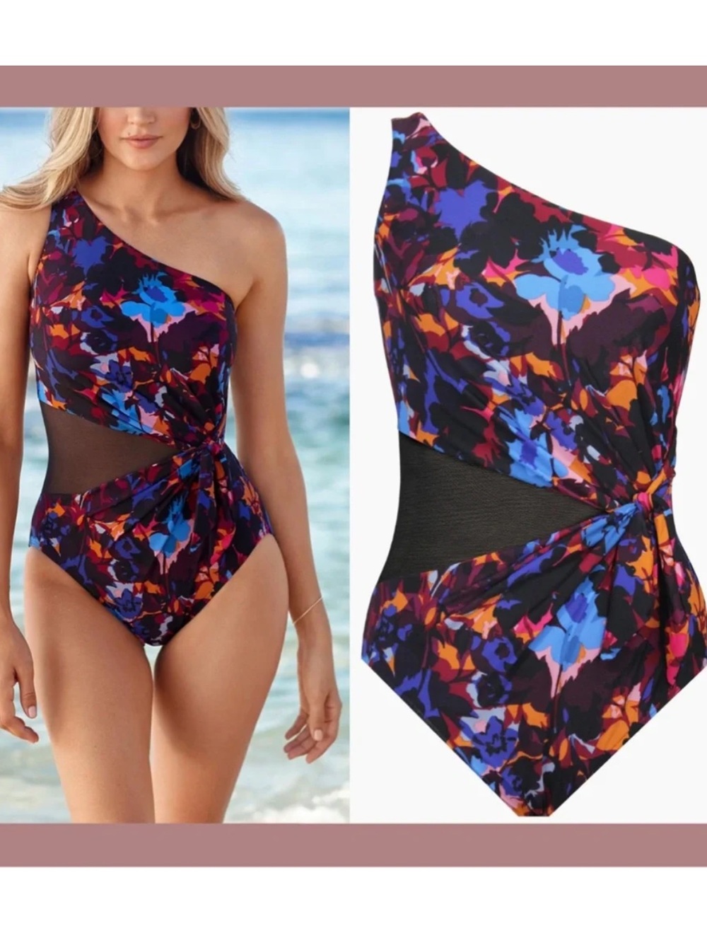 MiracleSuit Solstice Gem One Shoulder Vibrant Mesh Inset One-Piece Swimsuit